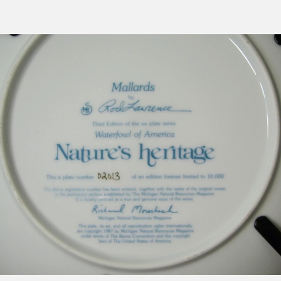Natures Heritage Northern Mallards Rod Lawrence Waterfowl America Plate Framed - Picture 5 of 6